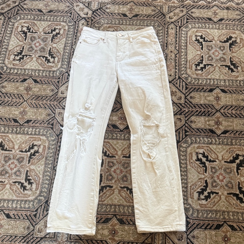 Altar'd State Cream Straight Leg Jeans